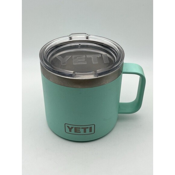 YETI Rambler 14 Oz Stainless Steel Mug Seafoam Teal Green Insulated Travel Mug - Picture 3 of 6